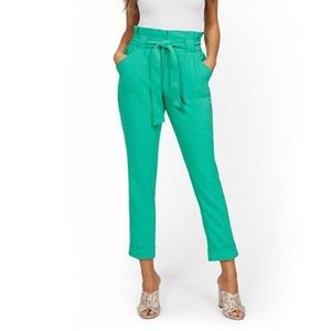 NY & Co paper bag cinch waist slim paints Jade